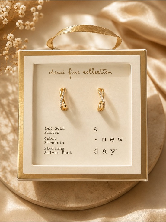 a new day Jewelry - a new day 14k Gold Plated Infinity Stud Earrings